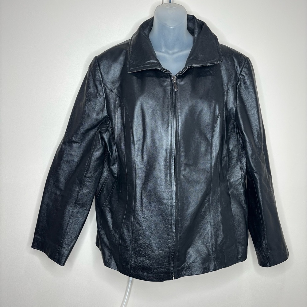 East 5th Genuine Leather Y2K Vintage Black Zip Up Jacket Coat size XL